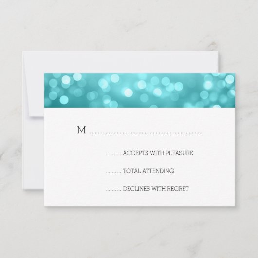 Beach Ombre Bokeh Lights Elegant Wedding RSVP (Voorkant)