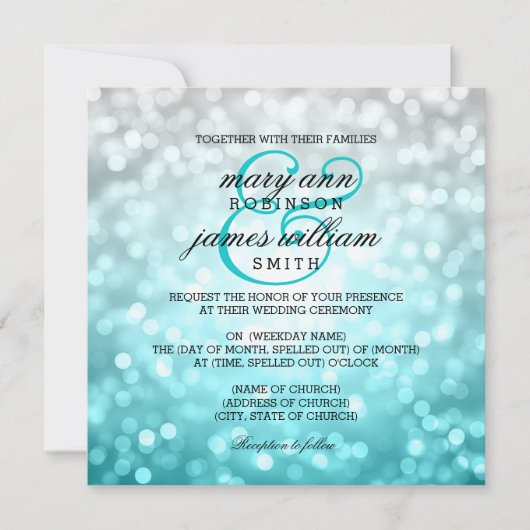 Beach Ombre Bokeh Lights Summer Wedding Kaart (Voorkant)