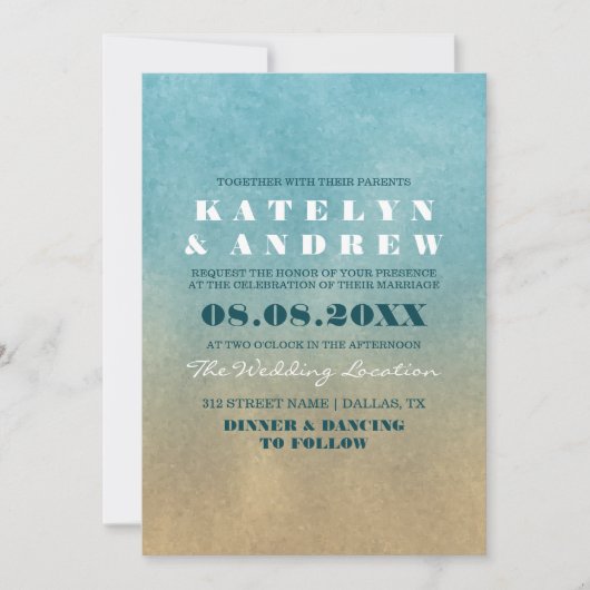 Beach Ombre Wedding Invitation Kaart (Voorkant)