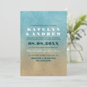 Beach Ombre Wedding Invitation Kaart (Staand voorkant)