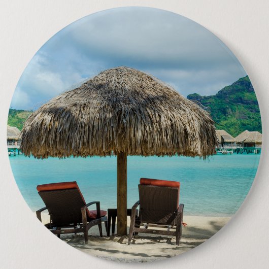 Beach on Bora Bora-toets Ronde Button 6,0 Cm (Voorkant)
