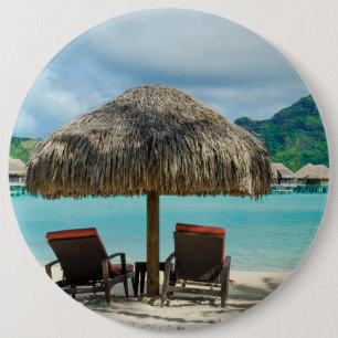 Beach on Bora Bora-toets Ronde Button 6,0 Cm