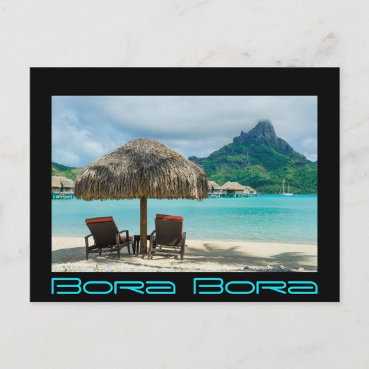 Beach on Bora Bora zwarte grens briefkaart (Voorkant)