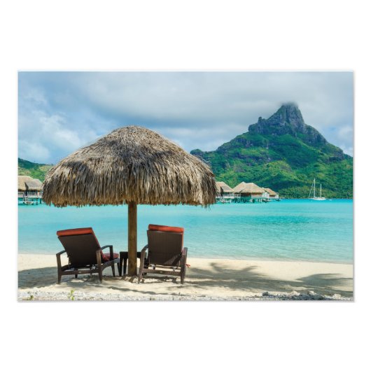Beach op Bora Bora fotoprint Foto Afdruk (Voorkant)