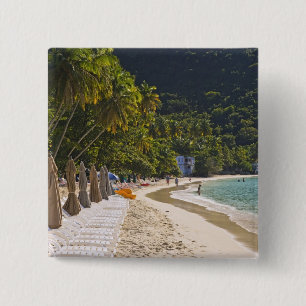 Beach op Cane Garden Bay, eiland Tortola Vierkante Button 5,1 Cm