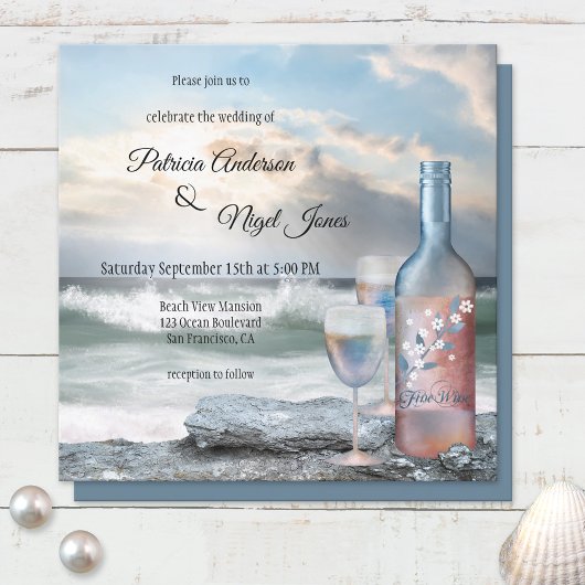 Beach or Destination Wine Theme Weddenschap Kaart