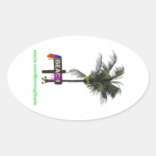 beach ovale sticker (Voorkant)