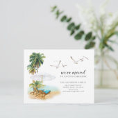 Beach Palm Moving Announement Aankondigingskaart (Staand voorkant)