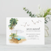Beach Palm Moving Announement Kaart (Staand voorkant)