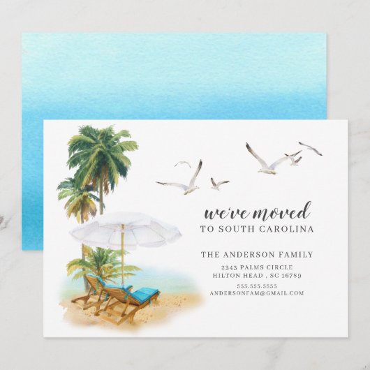 Beach Palm Moving Announement Kaart (Voorkant / Achterkant)