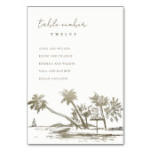 Beach Palm Sketch Bleek Gold Wedding Seating Chart Kaart (Achterkant)