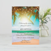 Beach, Palm, Sun, String Lights Script Reception Kaart (Staand voorkant)