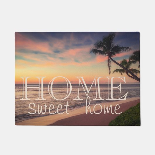 Beach, Palm, Sunset, Home Sweet Home Deurmat (Voorkant)