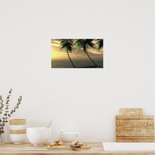 Beach Palm Sunset Print (Keuken)