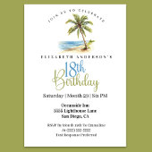 Beach Palm Tree 18th Birthday Kaart