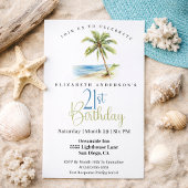 Beach Palm Tree 21st Birthday Kaart