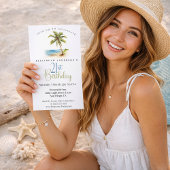 Beach Palm Tree 21st Birthday Kaart