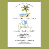 Beach Palm Tree 30th Birthday Kaart