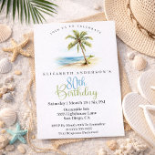 Beach Palm Tree 80th Birthday Kaart