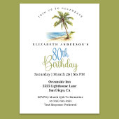 Beach Palm Tree 80th Birthday Kaart