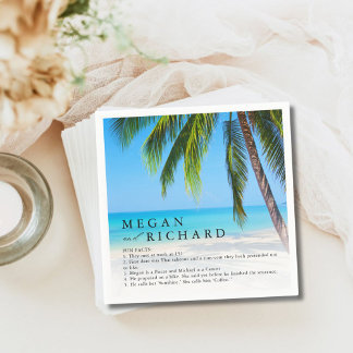 Beach Palm Tree Fun Facts Wedding Reception Servet