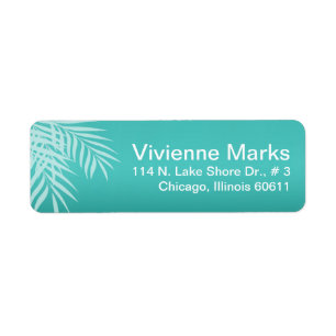 Beach Palm Tree Silhouette aqua Etiket