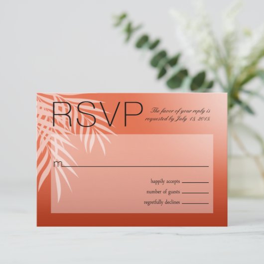 Beach Palm Tree Silhouette RSVP | koraal (Staand voorkant)