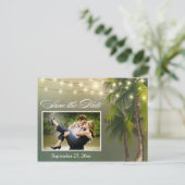 Beach Palm Tree Tropical Enregistrer la date Carte (Debout devant)