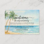 Beach Palm Tree Welcome Gift Bag Basket Place Card Informatiekaartje (Voorkant)