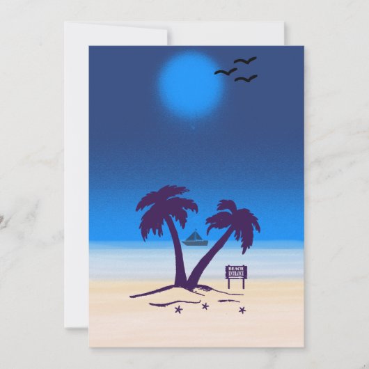 Beach Palm Trees Blue Midnight Kaart (Voorkant)