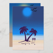 Beach Palm Trees Blue Midnight Kaart (Voorkant / Achterkant)