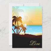 Beach Palm Trees Destination Wedding Invitations Kaart (Achterkant)