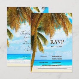 Beach Palm Trees Ocean Destination Wedding RSVP Kaartje