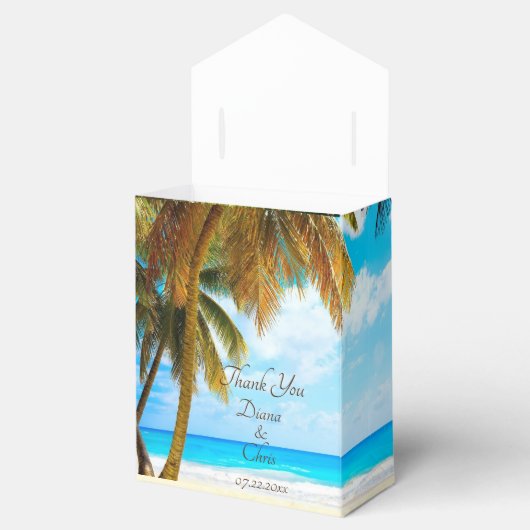 Beach, Palm Trees, Ocean Wedding Bedankdoosjes (Geopend)