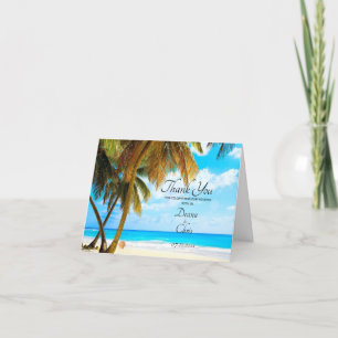 Beach, Palm Trees, Ocean Wedding Bedankkaart