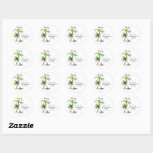 Beach, Palm Trees, Ocean Wedding Ronde Sticker (Vel)