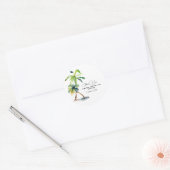 Beach, Palm Trees, Ocean Wedding Ronde Sticker (Envelop)