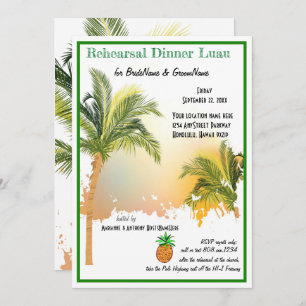 Beach Palm Trees Rehearsal Dinner Kaart