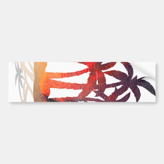 Beach Palm Trees Sunset Bumpersticker (Voorkant)