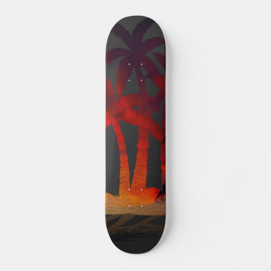 Beach Palm Trees Sunset Skateboard (Voorkant)