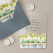Beach Palm Trees Tropical Waterverf Wedding Acryl Uitnodigingen