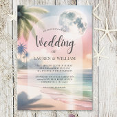 Beach Palm Trees Tropical Waterverf Wedding Kaart
