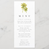 Beach Palm Trees Tropical Waterverf Wedding Menu (Voorkant)