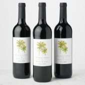 Beach Palm Trees Tropical Weddenschap Wine Label Wijn Etiket (Flessen)