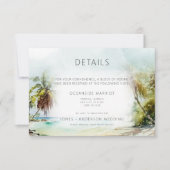 Beach Palm Trees Wedding Detail Enclosure Kaart (Voorkant)