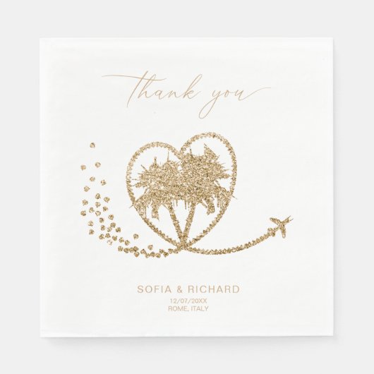 Beach Palm Wedding Destination Bedankt Servet (Voorkant)