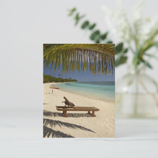 Beach, palmbomen en lounger briefkaart (Staand voorkant)