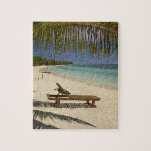 Beach, palmbomen en lounger legpuzzel