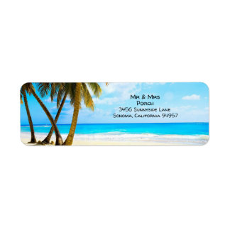 Beach, palmbomen, Ocean Return-adres Etiket