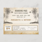 Beach Palms  Boarding Pass Bewaar de datum Aankondigingskaart (Voorkant)